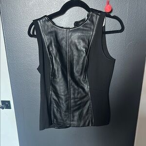 white house black market Black Leather Sleeveless Top size 6 sleeveless